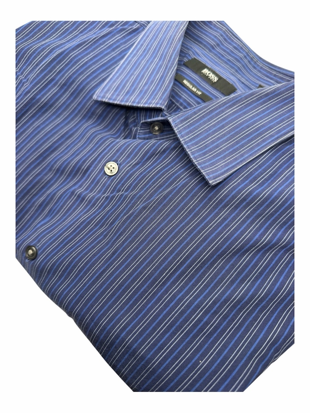 Hugo Boss Blue Striped Long Sleeve Button Down Shirt Size 16.5. 34/35